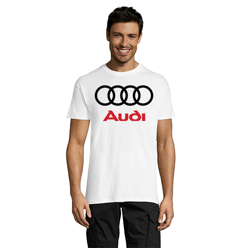 Audi fekete-piros férfi póló fehér L