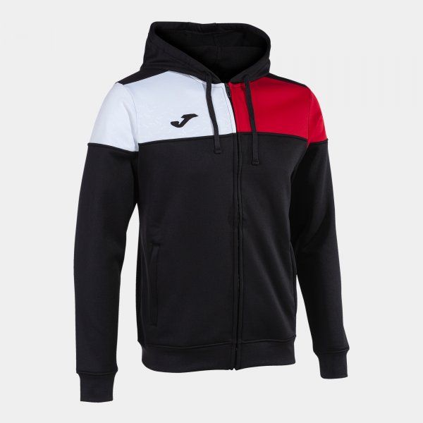 CREW V ZIP-UP HOODIE pulóver fekete piros fehér L