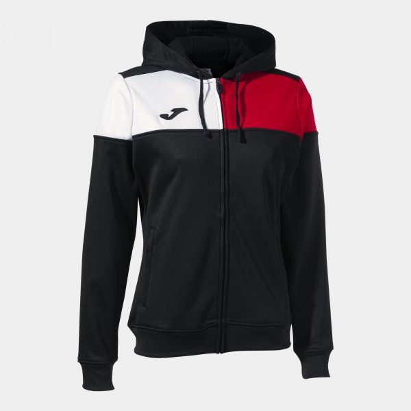 CREW V ZIP-UP HOODIE pulóver fekete piros fehér M