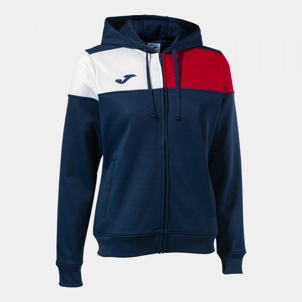 CREW V ZIP-UP HOODIE pulóver sötétvörös fehér M