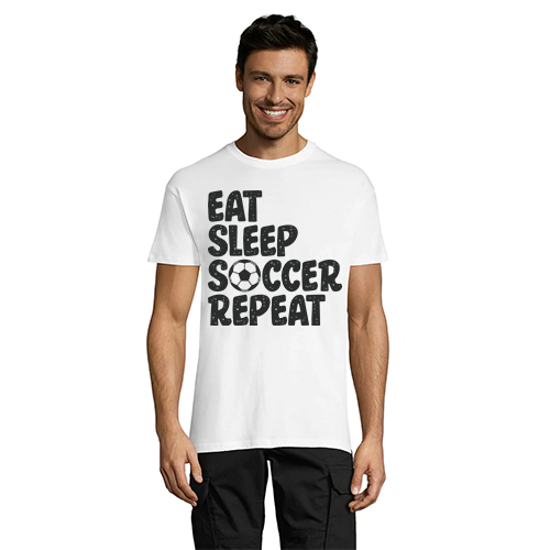 Eat Sleep Soccer Repeat férfi póló, fehér M