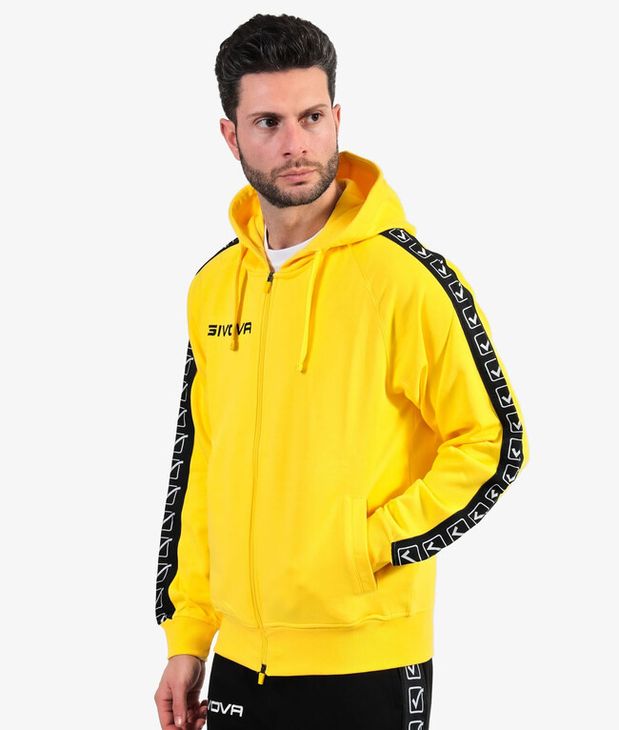 FELPA FULL ZIP CON CAPPUCCIO TERRY BAND sárga L