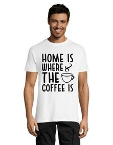 Otthon van, ahol a kávé férfi póló fehér 2XL