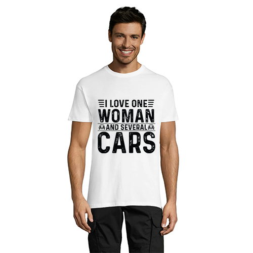 Love One Woman and Many Cars férfi póló fehér 2XS