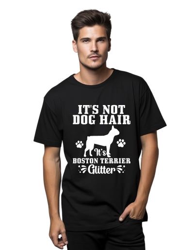 Ez nem kutyaszőr, hanem Boston Terrier csillogó férfi póló, fehér 2XS