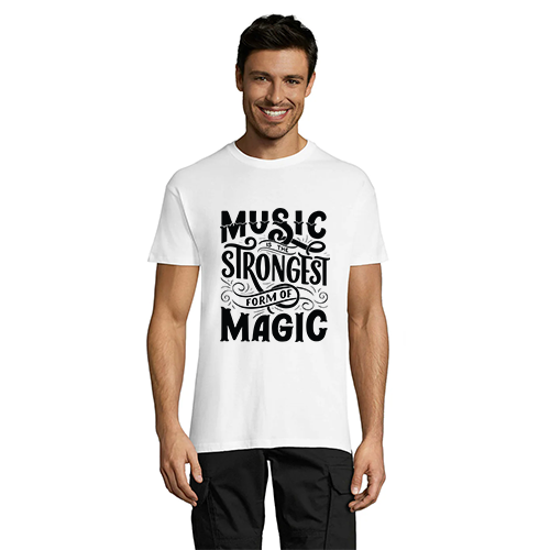 A zene a legerősebb formája a varázslatos férfi pólónak, fehér 2XL