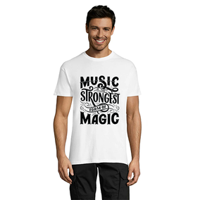 A zene a legerősebb formája a varázslatos férfi pólónak, fehér 2XS