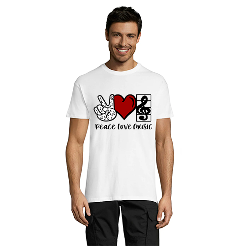 Peace Love Music férfi póló fehér 2XL
