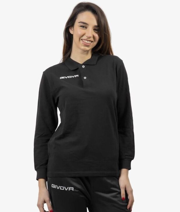 POLO COTONE PIQUET WINTER hosszú ujjó pólóing fekete 2XL