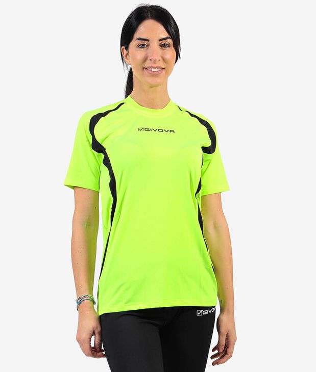 RUNNING SHIRT póló fluo sárga/fekete M