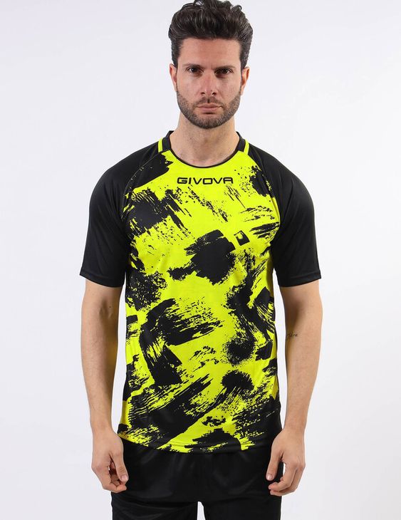 SHIRT ART INTERLOCK M/C mez fluo sárga/fekete 2XL