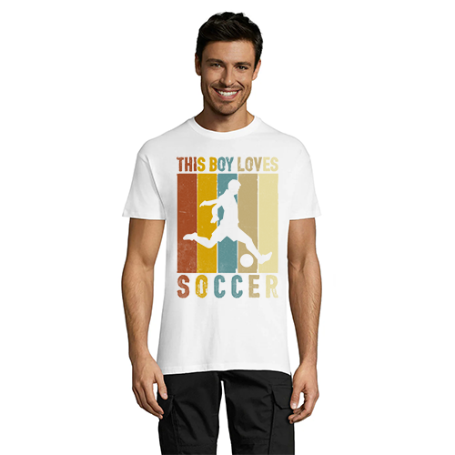 This Boy Loves Soccer férfi póló, fehér S