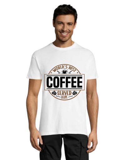A világ legjobb kávéját itt szolgálják fel férfi póló, fehér 2XS